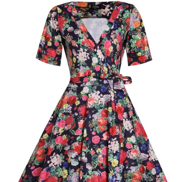 Dolly & Dotty Wrap Dress Floral Tea Lenght - Picture 2 of 4